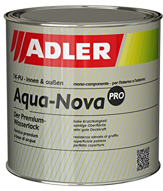 ADLER Aqua-Nova PRO M - Barniz de pintura resistente para interior y exterior - 750 ml RAL 7035 gris claro - resistente a los arañazos, resistente a la intemperie - mate