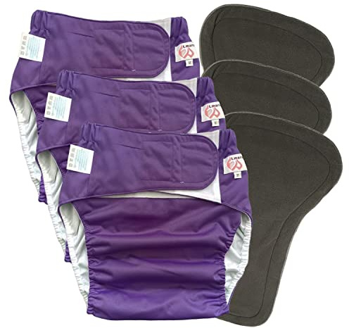 Confezione da 3 pannolini in tessuto per adulti con inserti per pannolini oversize, in TPU, impermeabili, riutilizzabili, lavabili, per anziani, incontinenza, biancheria intima, per uomini o donne