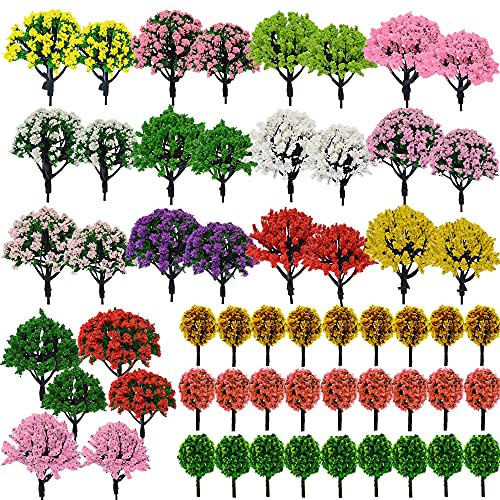NA Woohome 60 Pz Modello Alberi Albero Modello Misto, Albero Modello Miniatura Misto Colori Misto Treno Albero Alberi Scenari Ferroviario per Lo Scenario Fai da Te Paesaggio (Stile 1)