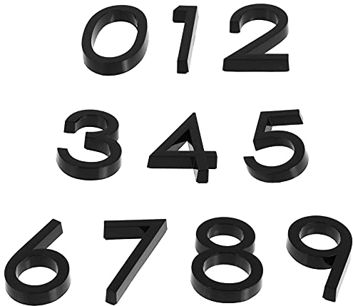 Generic 10tlg. Selbstklebende Hausnummer 0-9, 3D Harz Zahlen Aufkleber Briefkasten Tür Nummern Adresse Zeichen, Wetterfeste Ziffern für Haus Hotel Büro Türschild (schwarz)
