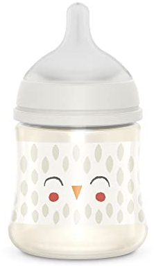 Suavinex, Babyflasche 150 ml mit physiologischem Sauger SX Pro aus Silikon, mit Anti-Colic-Ventil, Langsamer Nahrungsfluss (S), für Neugeborene, für Babys +0 Monate, Bonhomia, Beige