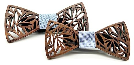 HZQIFEI 2 Pièces Noeud Papillon Bois, Nœud Papillon en Bois pour Enfant Homme pour les Soirées, Fêtes, Mariages, Cérémonies (Style#04)