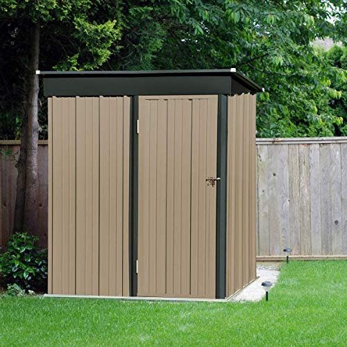 Panana Two Door Metal Garden Shed Tool Storage Sheds Lockable Green/Grey Color (5ft x 3ft Brown)