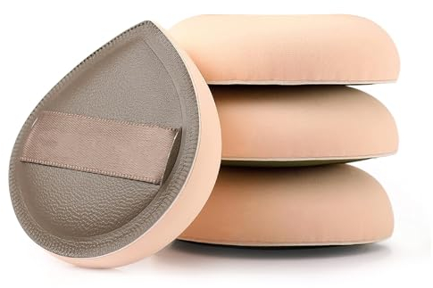 Kireida 4 Stück Foundation Puderquaste - Multifunktionale Puderquaste für Gesicht, Lidschatten, Foundation, Concealer - Waschbar und wiederverwendbar Kaffeefarbe