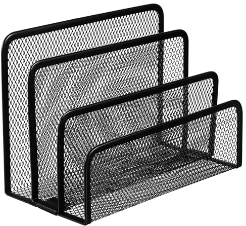VILLCASE Schreibtisch Organizer Metall, 3 Fächer Briefablage, Bürobedarf Dokumentenhalter, Schwarz, Kompakt und Platzsparend, Ideal Für Büro und Zuhause