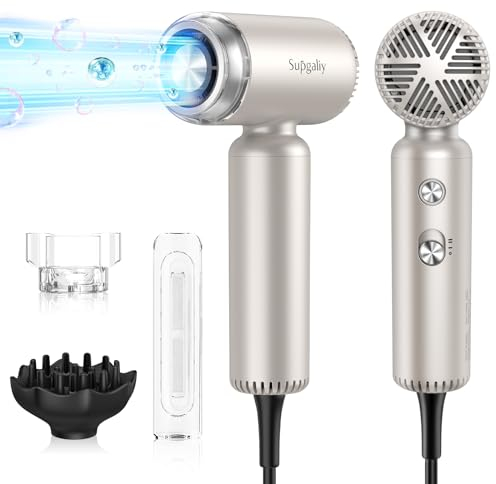 Reisefön mit Diffusor Leicht Klein 1500W, Supgaliy Mini Ionen Föhn(290G Superleicht，2 Modellierzubehör, 4 Temperaturstufen, 2 Luftgeschwindigkeiten) Haarföhn hair dryer