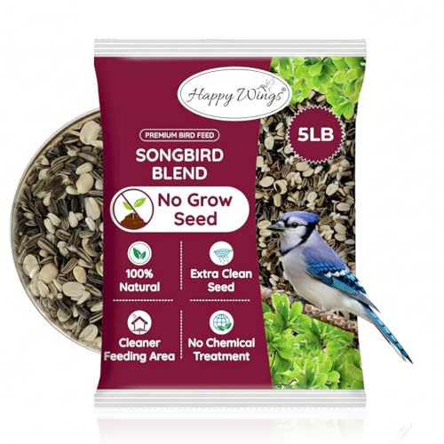 Happy Wings NO GROW sångfågelblandning fågelmat (blandning av solrosfrön/kärnor, safflorfrön och jordnötter) – mycket näringsrikt fågelfoder – (2,3 kg)