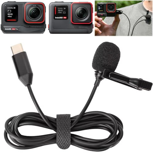 Honbobo Mikrofon für Insta360 Ace Pro 2, Lavalier Mikrofon Zubehör für Insta360 Ace Pro 2/Insta360 Ace Pro/Insta360 Ace Typ-C 1.5M
