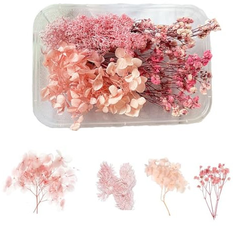 KSJEHW Fiori Secchi per Resina Epossidica - Bouquet Decorativo per Candele, Artigianato, Scrapbooking e Decorazioni (Rosa)