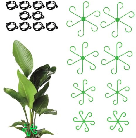 WUSJCOF Set di 8 supporti per piante rampicanti e 10PCS Plant Clips Fixing Clips, clip per piante e piante riutilizzabili, per ortensie, piante verdi