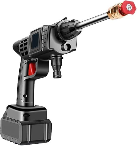 Idropulitrice Portatile, 90 Bar Idropulitrice Pulitore Portatile Senza Fili con Tubo da 5m, Regolazione Intelligente Della Tensione, Lunga Durata, per Auto, Patii, Finestre, Prati, Animali Domestici
