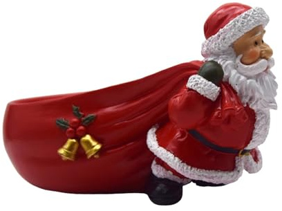 Fenteer Christmas Sculpture Santa Claus Statue with Storage Bowl Treasure Bowl Desktop Organizer Home Decor Key Holder for Entrance