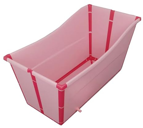 Baignoire Pliable Portable avec Matériau PP Plastique, Baignoire Autonome pour Adulte, Solution de Bain Pratique et Gain de Place, Design pour Appartements Bain (Rose)