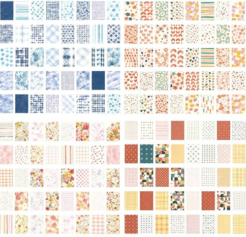 200 PCS Scrapbook Paper 56 X 83 Mm, Vintage DIY Scrapbook Supplies, Patterned Decoupage Paper Sheets Applicable for DIY Journaling Decorative and Room Decorating