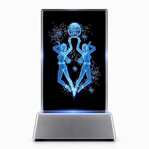 Kallare present stämningsbelysning – den perfekta presenten: LED-ljus/kristall glasblock/3D-lasergravyr stjärntecken tvillande