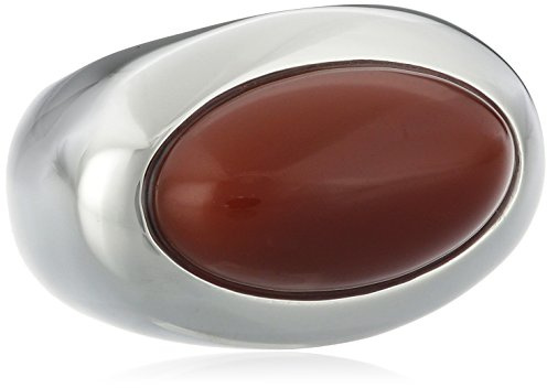 Esprit Damen-Ring Edelstahl rhodiniert Achat Pure Stone rot Gr.50 (15.9)