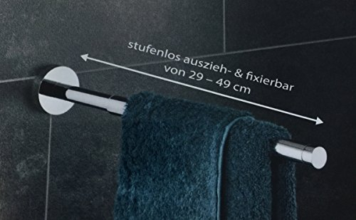 Toallero telescópico de acero inoxidable, 29 - 50 cm, extensible, no más taladros
