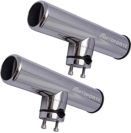 AMYSPORTS Rutenhalter Edelstahlständer auf Angelrutenhalter für Schienen 3/4 bis 1 19mm bis 25mm (2pcs Rutenhalter)