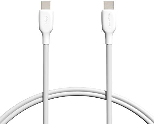 Amazon Basics - snabbladdningskabel, USB-C till USB-C 2.0, 480 MBit/s, 60W, USB-IF-certifierad, för Apple iPhone 15, iPad, Samsung Galaxy, surfplattor, bärbara datorer, 0,9 m, vit