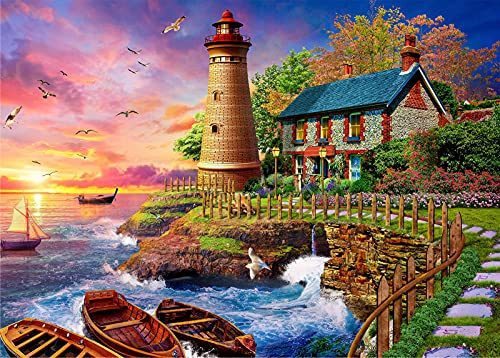 1000 Piece Jigsaw Puzzles for Adults | Coast Lighthouse | Landscape Jigsaw Puzzles for Adults 1000