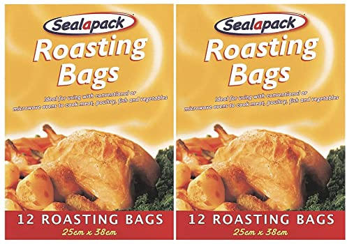 24 x Roasting Bags Flavour Seal Cooking Bags for Ovens and Microwaves to cook meat poultry fish turkey and vegetables 25cm x 38cm