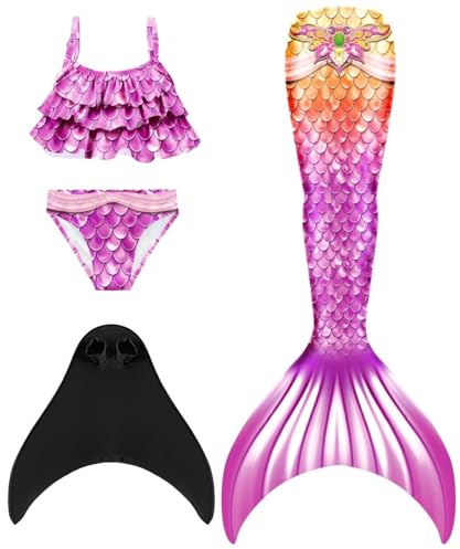 SPEEDEVE Meerjungfrauenflosse Mädchen Meerjungfrau Flosse Bademode für Kinder,HEI-r6,140