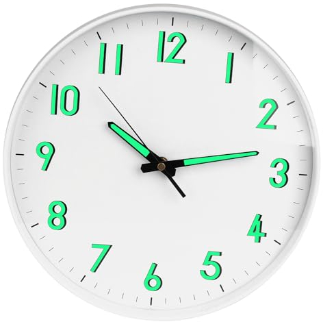 Wowlela Leuchtende Wanduhr, 12 Zoll Große Wanduhr mit Leuchtziffern Wanduhr Ohne Tickgeräusche Lautlos, Rund Batteriebetriebene Uhr Lautlos Hängeuhr für Wohnzimmer, Küche, Büro, Schlafzimmer