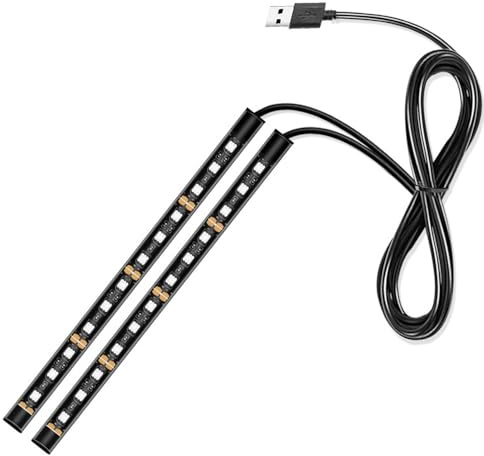 Car LED Strip Light 12 LED Interior Lights Car Atmosphere Light Kit Footwell Lighting Strip for Car Interior Decorative Lamps (USB blue)
