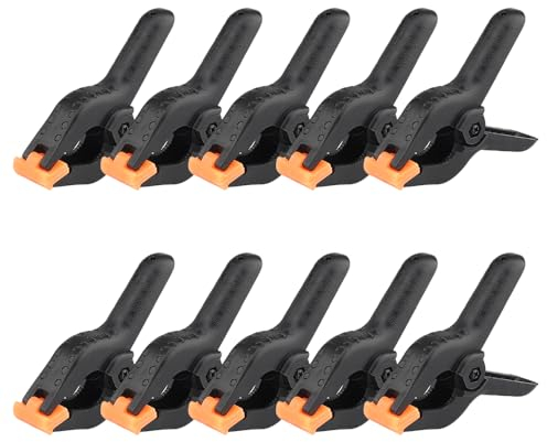 10 Piezas Abrazaderas de Resorte Nylon, 4 Pulgadas Resorte Abrazadera, Pinzas de Clips con Resorte Mandíbulas Giratorias, Abrazaderas de Sujeción para Fondo de Fotografía, Carpintería, Lienzos
