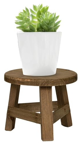 17,8 × 17,8 × 15 cm M- sgabello espositore – Sgabello per fioriera in legno, sgabello in legno per bambini, supporto rotondo in legno per bonsai, supporto per vasi di fiori in legno