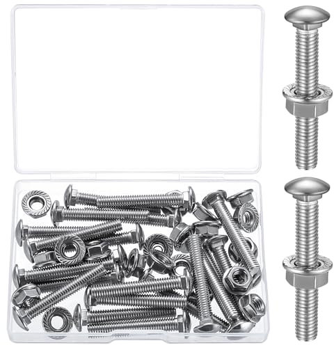 21 Stk M6 Schlossschrauben M6x40mm, Schlossschrauben Muttern Set, Torbandschrauben, Flachrundkopfschrauben mit Vierkantansatz, DIN 603 Halbrundkopf Vierkantschlossschrauben mit Flanschmuttern