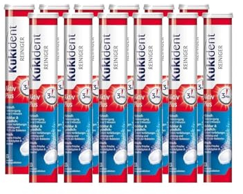 Kukident Aktiv Plus Reinigungstabletten - Tabs zur Reinigung von Zahnersatz, Zahnprothese & Gebiss - 12 x 33 Tabletten