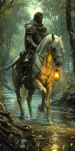 Zsccvzlu Dipingi con i Numeri Adulti, Pittura con i Numeri Cavaliere Paint by Numbers Bambini Adulti Hobby Creativi, con Pennelli Pittura a pigmento Acrilico Disegno Senza Cornice 40X80CM