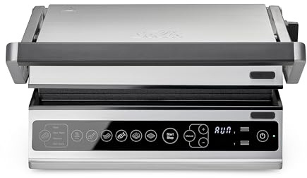 Solis Contact Grill Pro (Typ 7953) – Elektrogrill 180° aufklappbar, Panini Maker, Sandwich Toaster, Steak Grill, Gemüsegrill, antihaftbeschichtet, spülmaschinenfest, Edelstahl, Waffeleisen Funktion