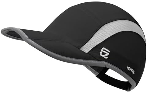 GADIEMKENSD Quick Dry Sports Hat Folding Series Lightweight Breathable Soft Outdoor Run cap (Reflective, Deep Black)