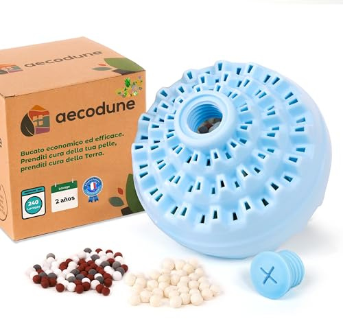 aecodune 2 Ans de Lessive Ecologique Economique 240 Lavages - Boule de Lavage Machine a Laver - Perles de Linge Lessive Poudre Naturelle Zero Dechet - Lessive Hypoallergenique Florale - Anti Calcaire