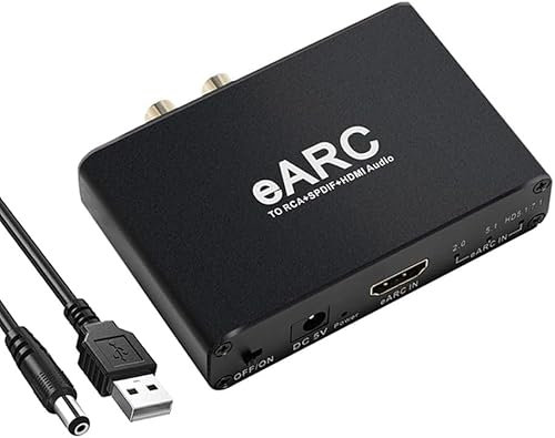 XIHAMA eARC/ARC Audio Converter, RCA 3.5mm Audio Adapter,24bit/192KHz Audio Sampling Rate,ARC Audio Return, HD 5.1 and HD 7.1 Channels,Supports eARC & ARC inputs