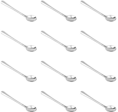 Lot de 12 Petites Cuillères en Acier Inoxydable, 7,5 x 1,5 cm Mini Cuillères à Condiments Mignonnes Petites Cuillères pour Pots à Épices Mini Cuillères à Épices pour Sel, Sucre, Miel, Épices