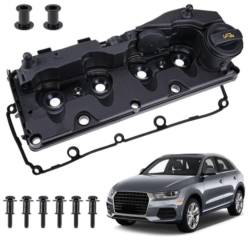 Engine Valve Rocker Cover with Gasket Compatible for Audi A1 8X A3 8P Q3 8U Altea XL Ibiza 6J Leon 1P Octavia Superb Mk2 Golf Mk6 Polo 6R 6C 1.6 2.0 Replace# 03L103469R, 03L103483C