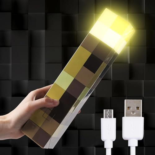 LED Wall Torch Light, 28cm USB Rechargeable Lighting, Bedside Lamp Gaming Room Decor, Hallway Decor, Home Decor Room Essentials, Video Game Gifts and Collectibles