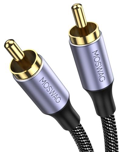 MOSWAG Subwoofer Kabel, Digitales RCA Koaxialkabel Premium, Cinch Kabel Subwoofer, Vergoldet 24k, Geflochtenes Nylon, Für Heimkinos, Audiosysteme, Verstärker/HiFi (10M)