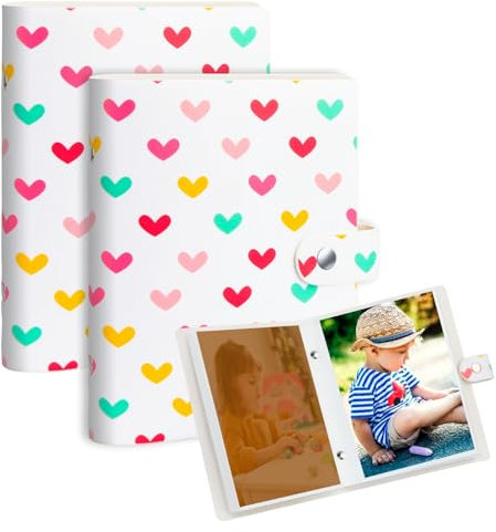 2 Pack Small Photo Album 6 x 4, PU Leather Cover Photo Album, Mini Photo Album Book for 10x15 cm Pockets Hold 52 4x6 Pictures, Picture Book for Photos Family Anniversaries Baby Vacations (White)