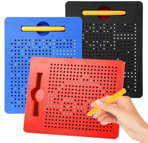 SULOLI Magnetische Zeichentafel,3 Stück Zaubertafel,Pädagogisches Zeichentablett,Magnet Spiel mit Kugeln und magnetischem Stift für Kinder Schul Familie