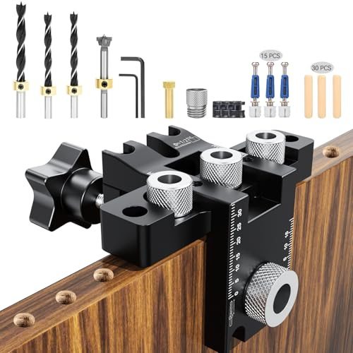 Dima Per Spinatura Legno 6/8/10Mm, 3 In 1 Lega Di Alluminio Guida Per Foratura,Regolabile Sagoma Di Foratura Fori A Tasca,Per Lavorazione Del Legno Fori Di Posizionamento