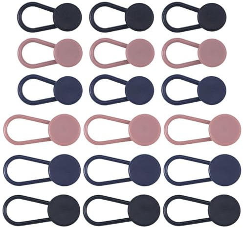 EOWVISN 18-Piece Jeans Waist Extension Buckle, Belt Extension, Trouser Buckle Length, Trouser Button, Adjustable Hose Button, Waist Extension (18Mm, 15Mm).