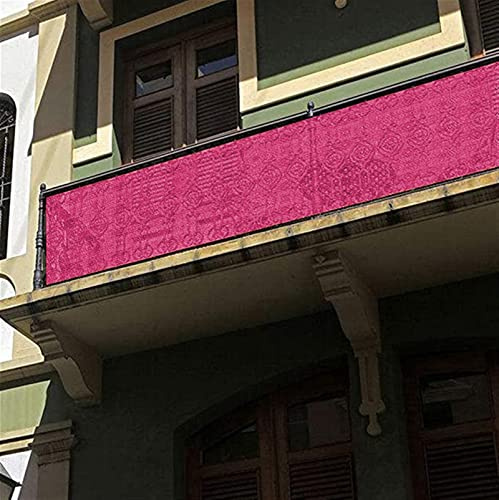 Balkon-skydd, vindskydd, väderbeständigt, trädgårdsskydd, 75 % UV-blockerande tyg, 85 x 600 cm, rosa, röd, balkongskärm för utomhusbruk, integritet och komfort