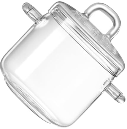 Balacoo Olla de Vidrio Transparente Resistente al Calor con Tapa Ajustada para Cocinar Estufa para Pasta Sopa y Guisos