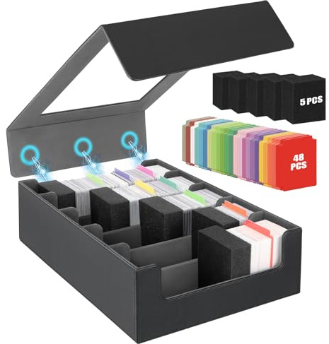 REAQUE Boîte Rangement Carte 5 Rangées Pour 3900+ Cartes,Deck Box pour PTCG,TCG,CCG Boîte Rangement Cartes avec 48 Séparateurs de Cartes