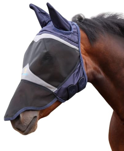 Shires Fine Mesh Fly Mask With Ears & Nose - Navy Blue