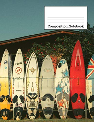 Composition Notebook: Surfboard Cover - Wide Ruled Journal - Back to School Wide Blank Lined Workbook for College Teens or School Kids